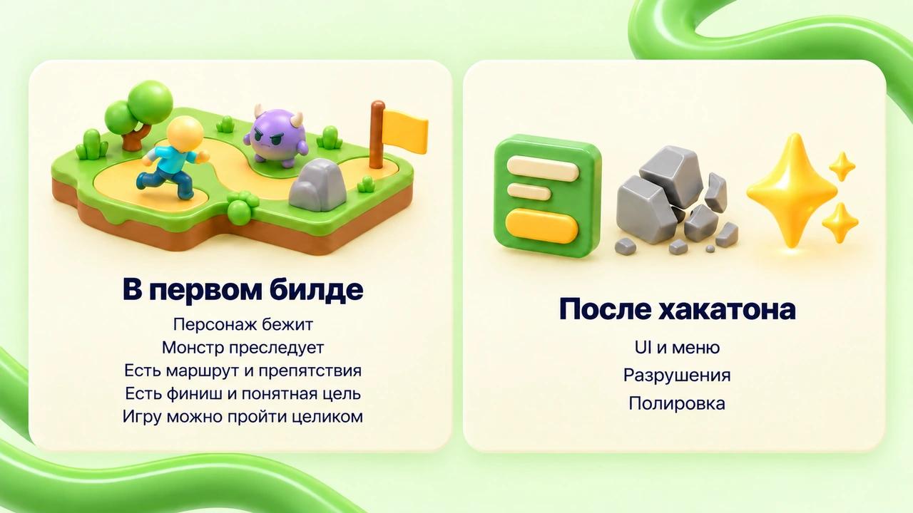 MVP 3D-игры с персонажем, монстром, маршрутом и финишем и задачи для дальнейшей доработки.