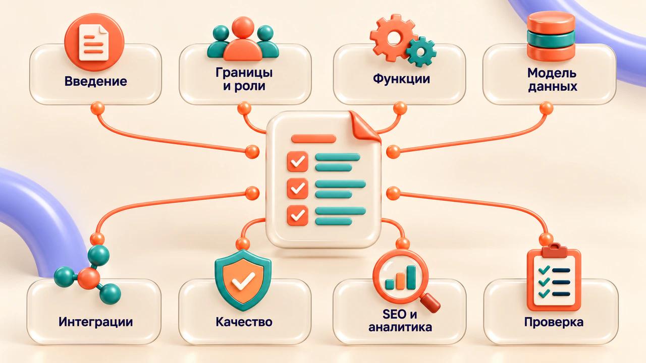 Восемь разделов каркаса технического задания на разработку сайта